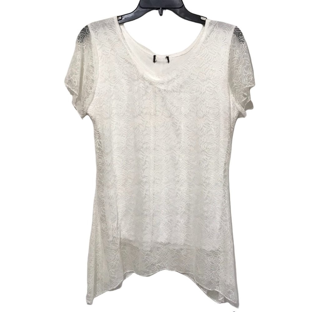 Shannon Ford New York Women Lace Top, Snow White, Medium